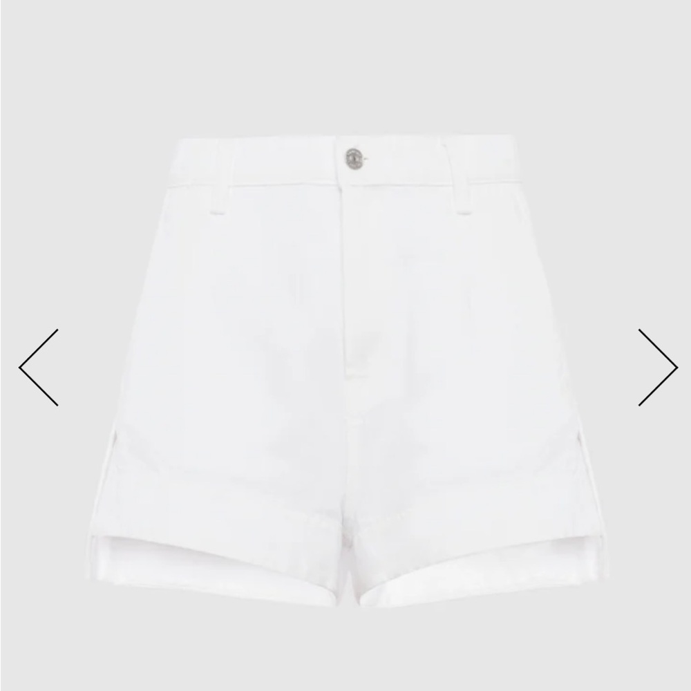 7 For All Mankind White Jean Shorts with Rolled Hems - Picture 4 of 5